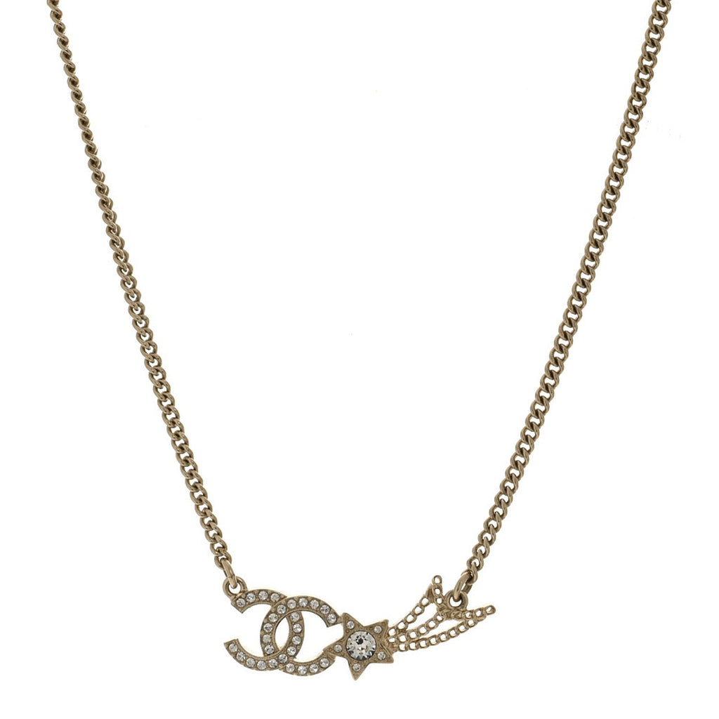 Crystal Starfall CC Pendant Necklace Gold