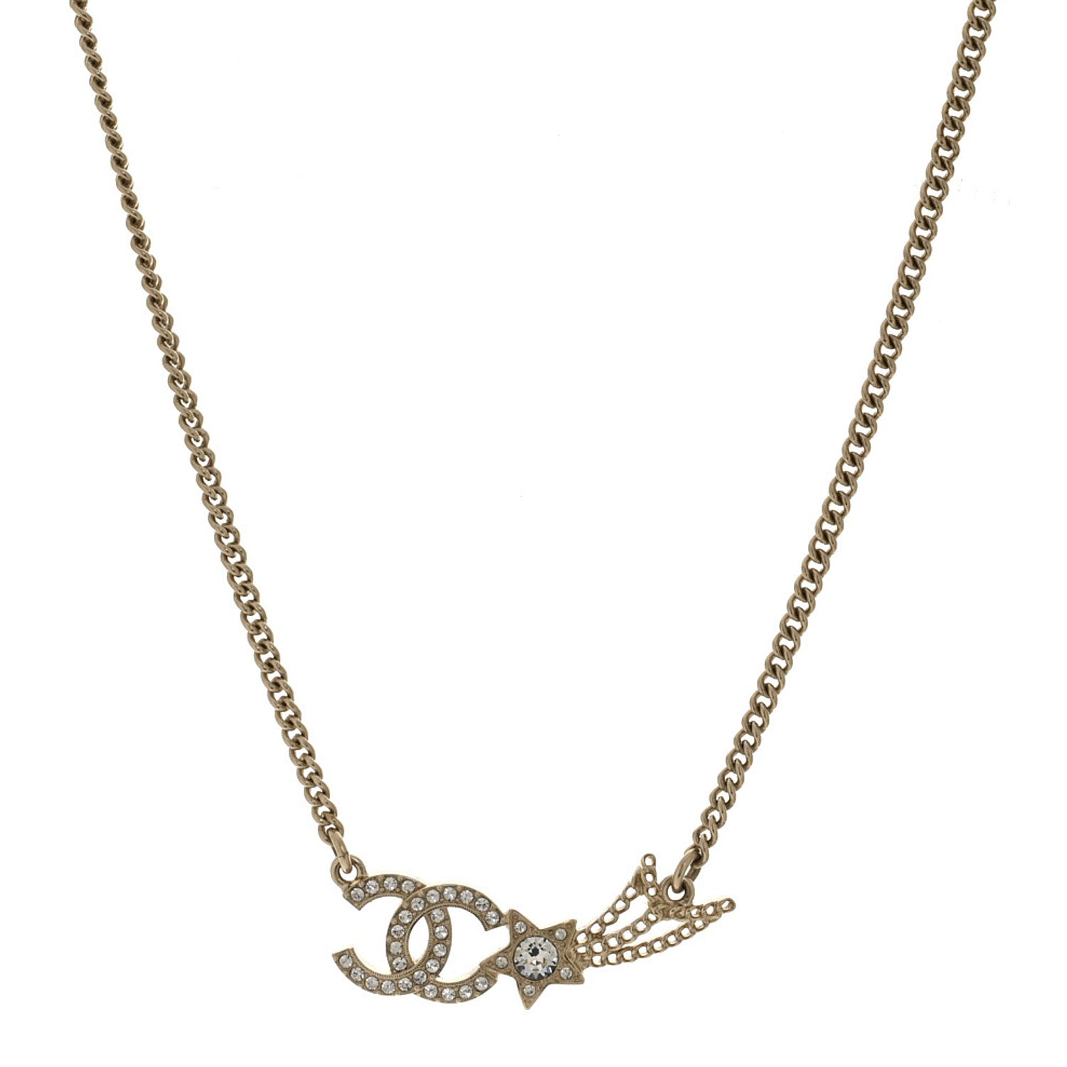 Crystal Starfall CC Pendant Necklace Gold
