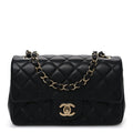 Chanel Lambskin Quilted Mini Rectangular Flap Black