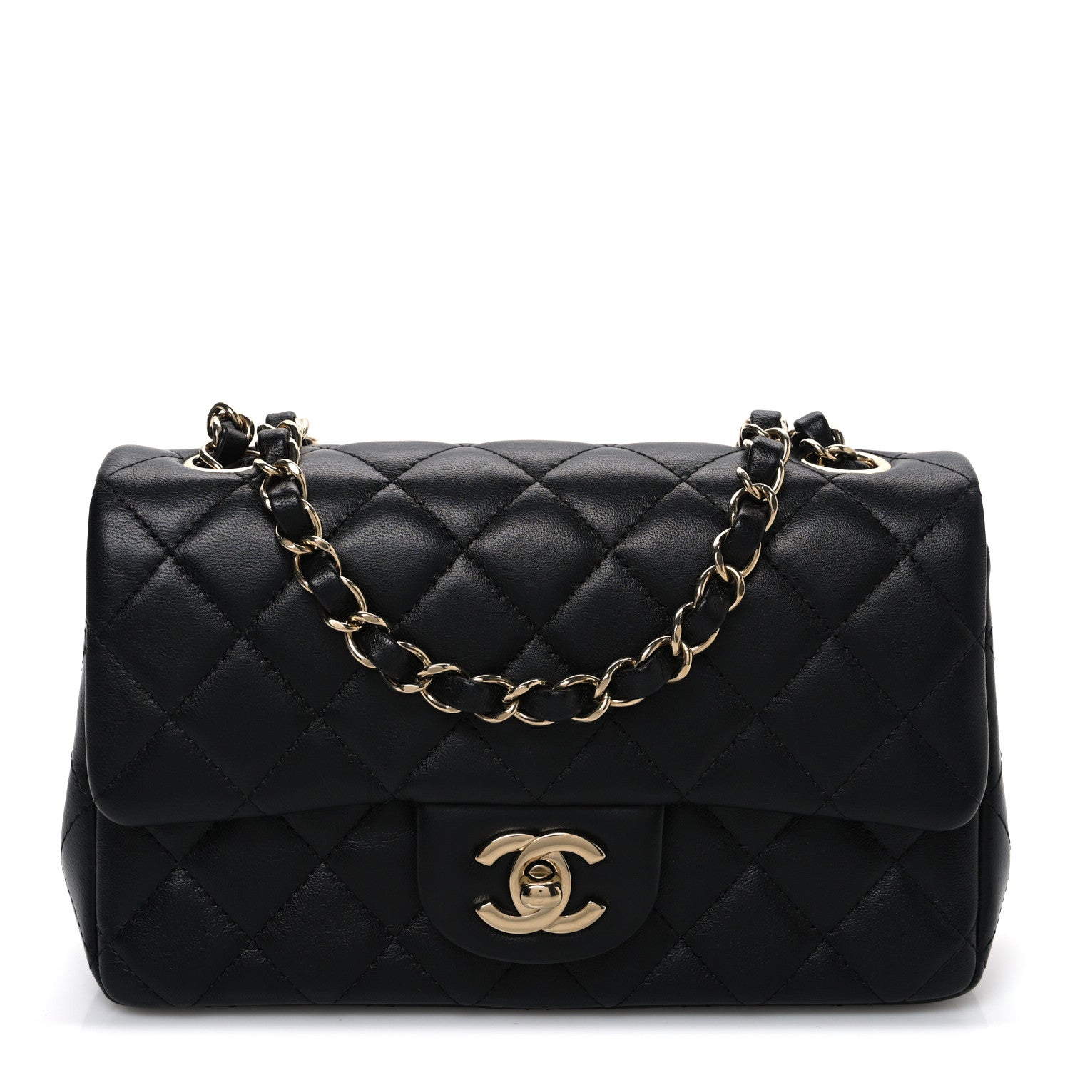 Chanel Lambskin Quilted Mini Rectangular Flap Black