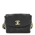Lambskin Diamond Stitched Flap Waist Belt Bag 65 26 Black