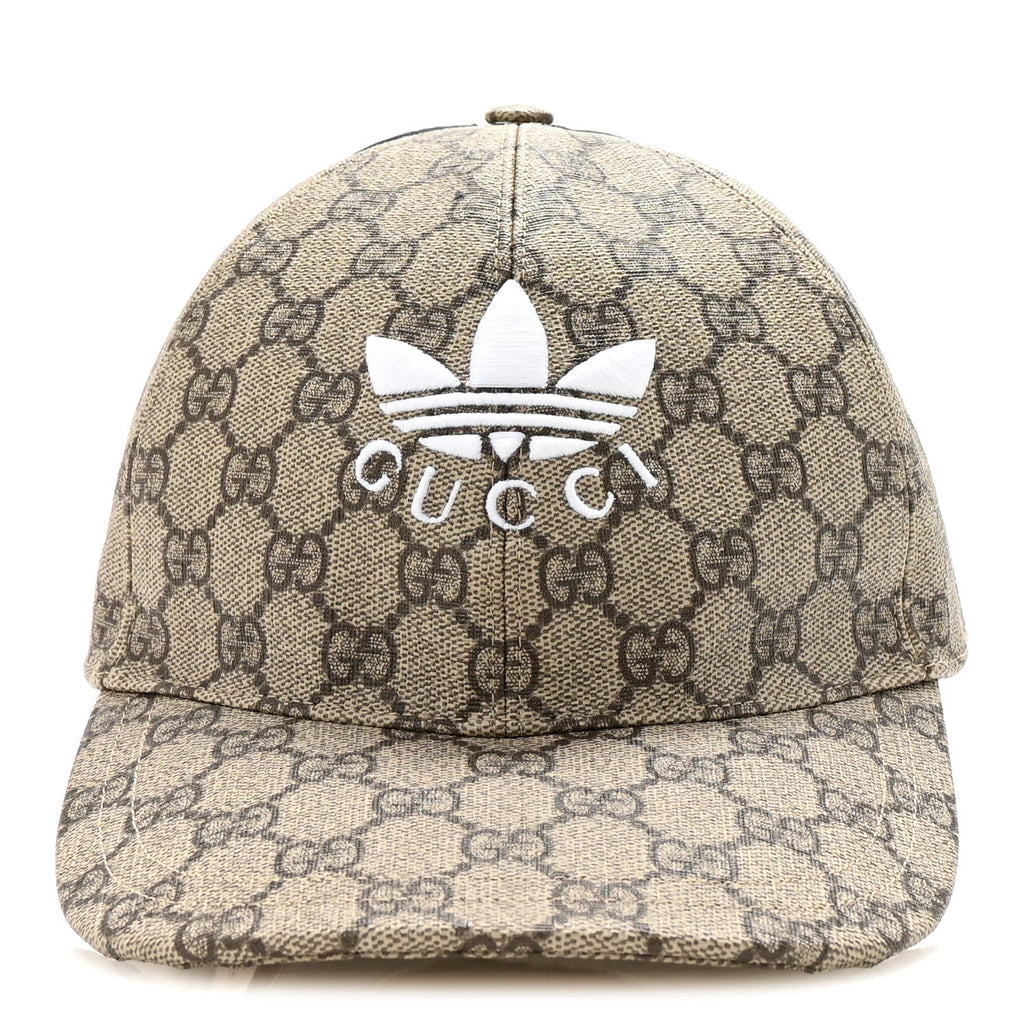 Gucci X ADIDAS GG Supreme Monogram Double Sided Baseball Hat M Beige Ebony Black