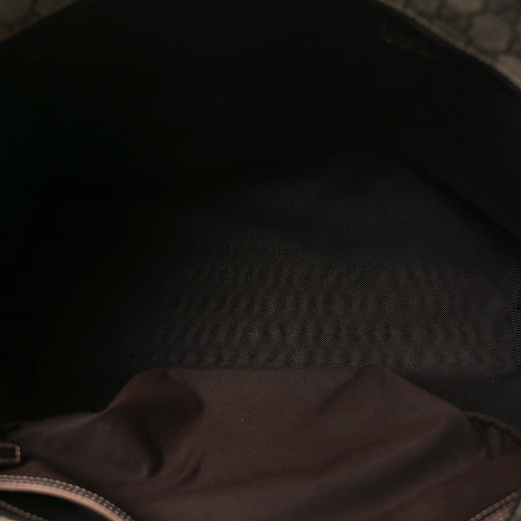 Gucci GG Supreme Monogram Medium Zippered Shopping Tote  Dark Brown