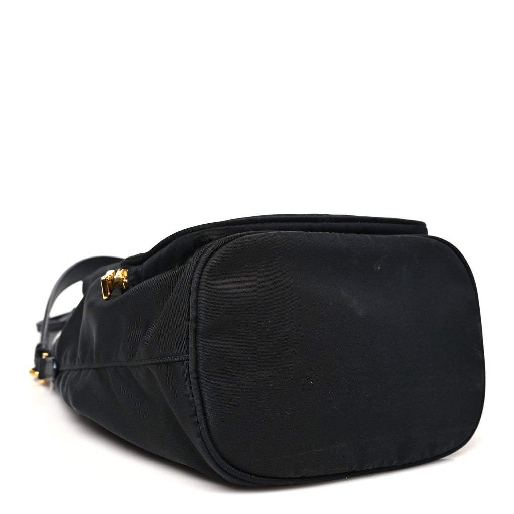 Prada Saffiano Tessuto Nylon Mini Bucket Crossbody Bag Black