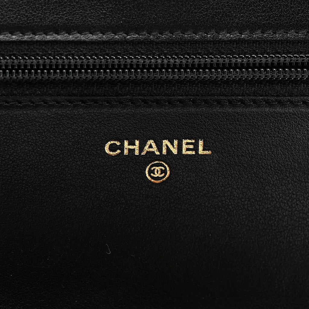 Chanel Caviar Quilted Boy Wallet On Chain WOC Black