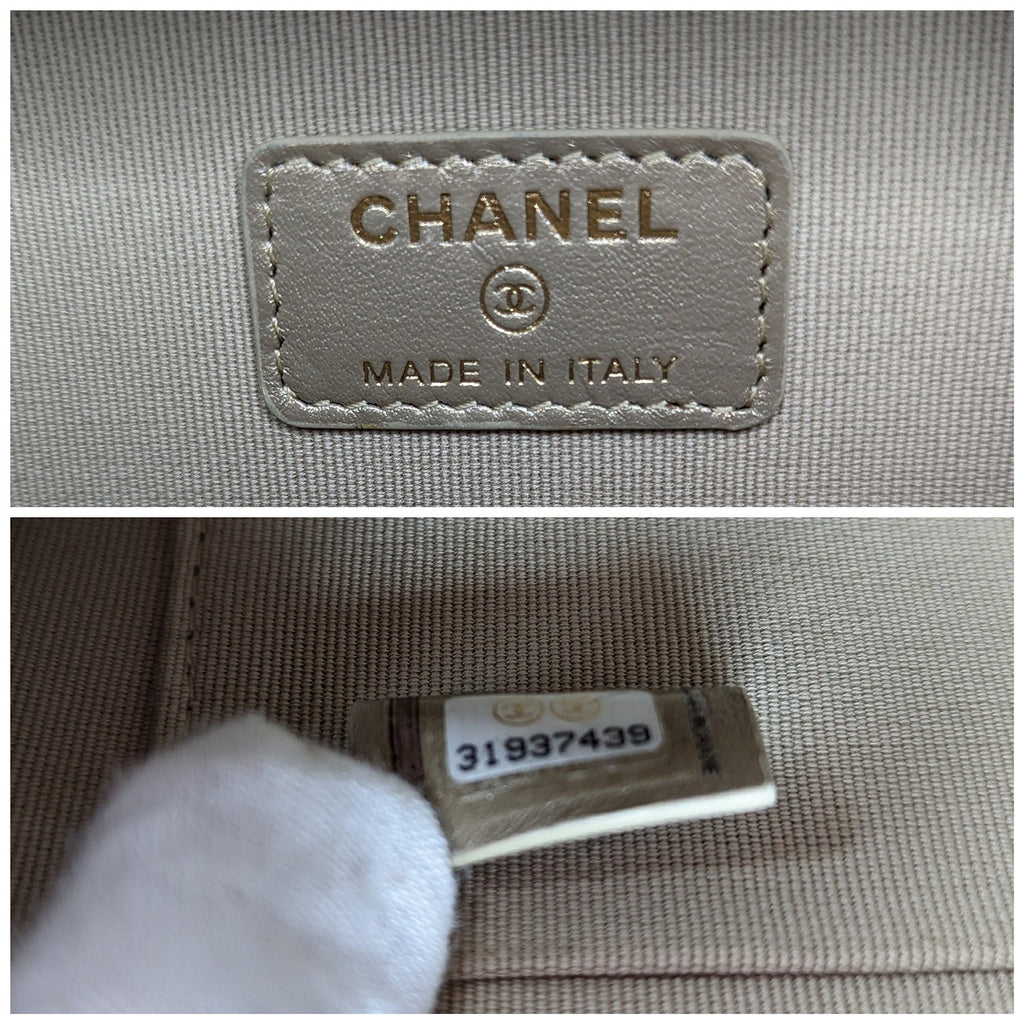 Chanel bag Metallic Lambskin Quilted Top Handle Vanity Case Gold