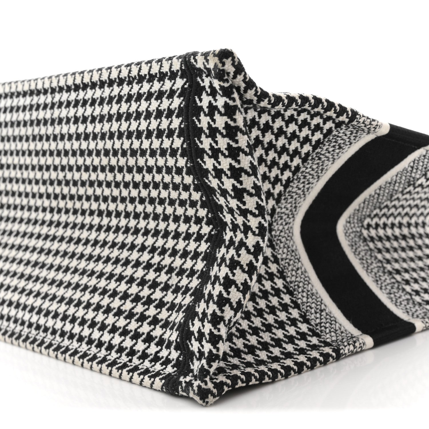Christian Dior Canvas Houndstooth Embroidered Medium Book  Black White