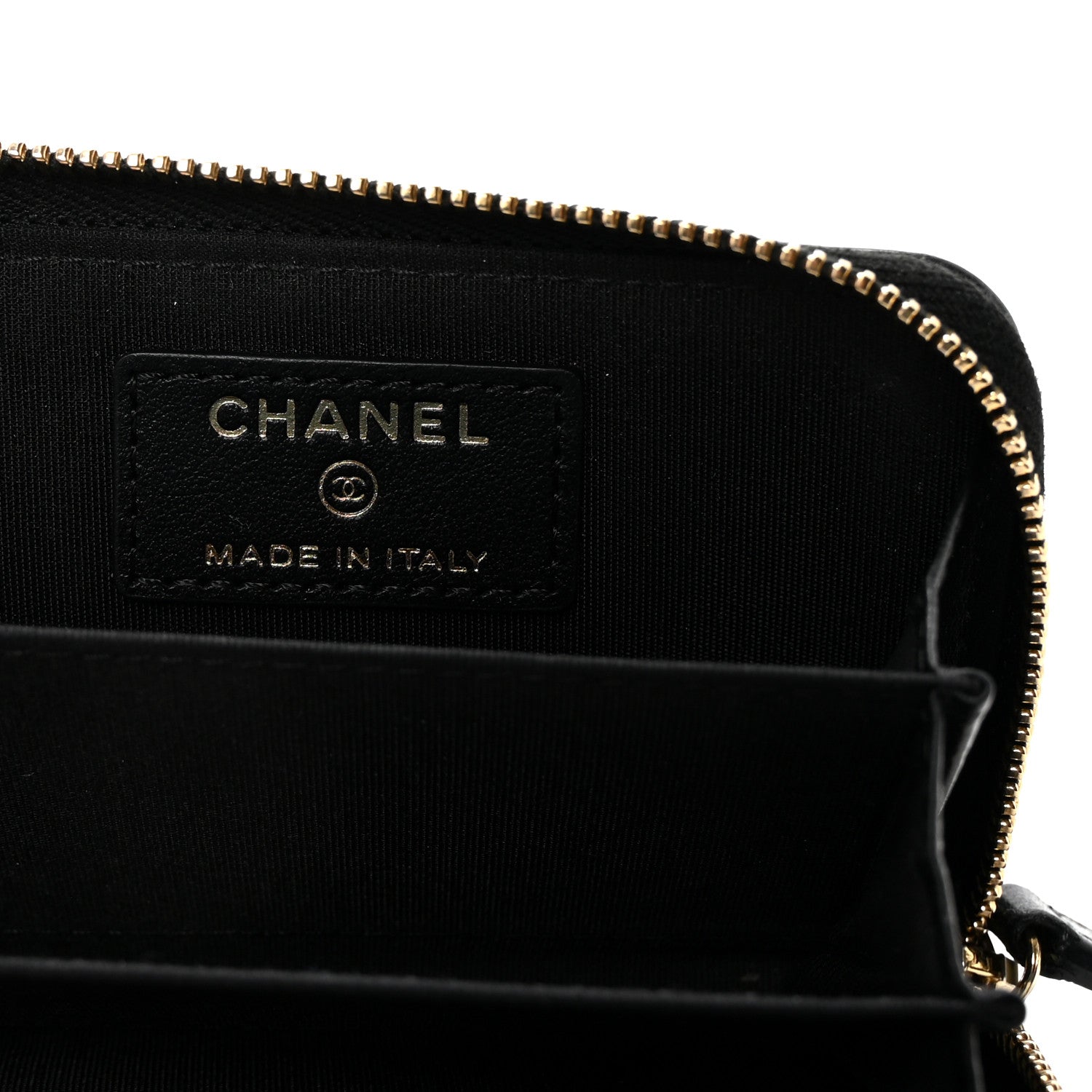 Lambskin Studded Quilted Compact Zip Around Wallet Black