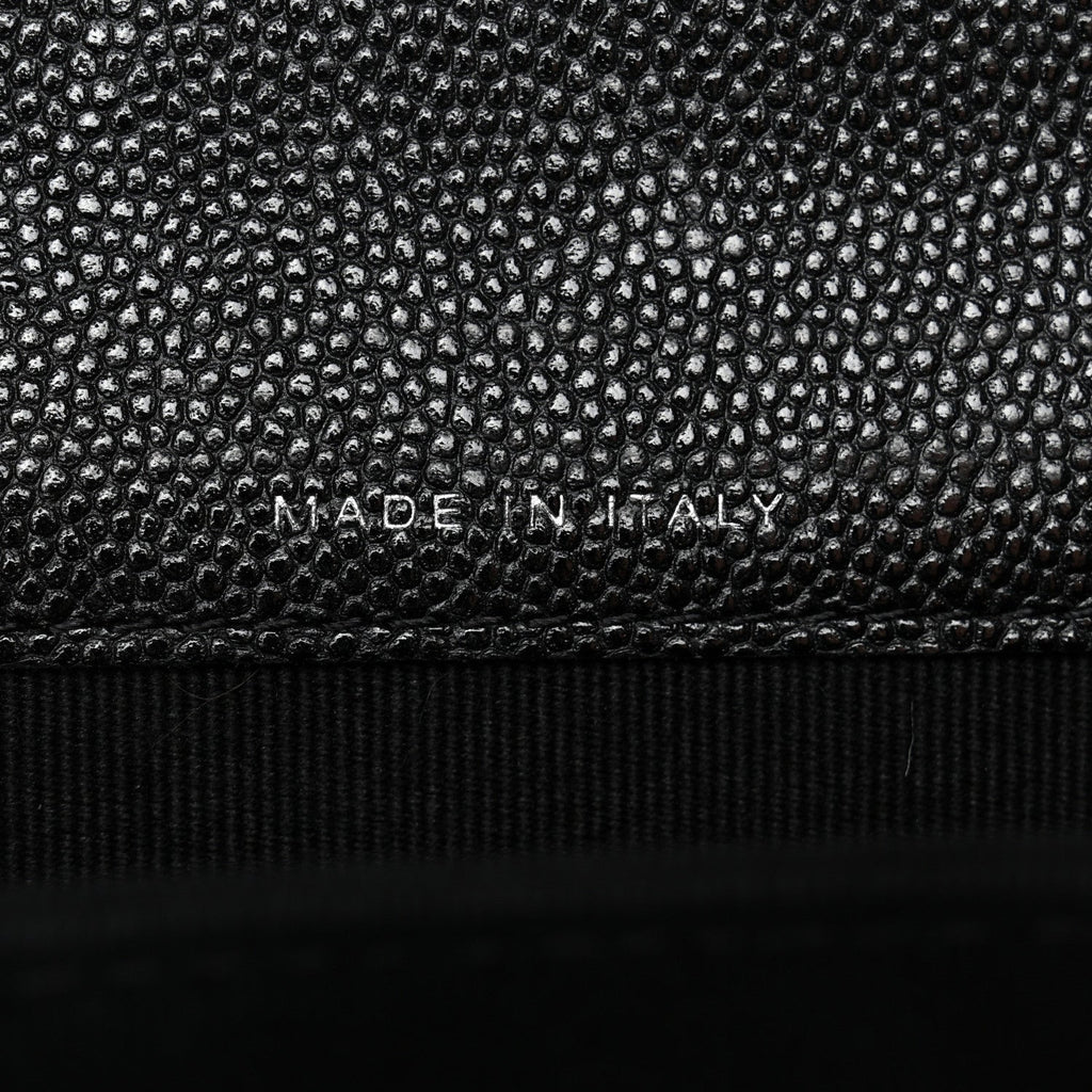 Chanel Caviar Quilted Enamel Top Handle Flap Clutch With Chain Black