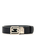 Gucci Textured Dollar Calfskin Squared Interlocking G 30mm Reversible Belt 85 34 Black