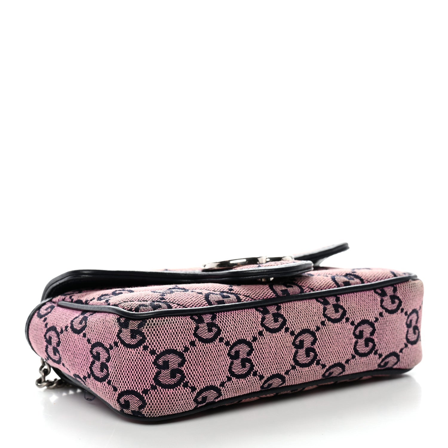 Gucci Monogram Multicolor Matelasse Diagonal Super Mini GG Marmont Shoulder Bag Pink Blue