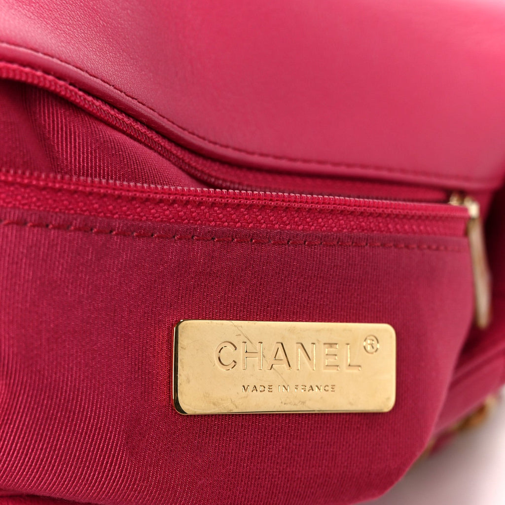 Chanel Lambskin Quilted Medium Chanel 19 Flap Dark Pink