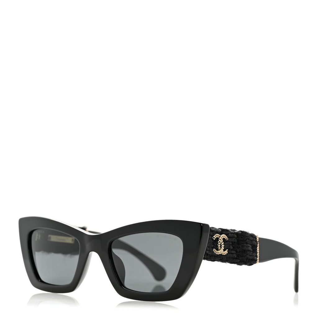 Acetate Tweed CC Cat Eye Sunglasses 71550A Black