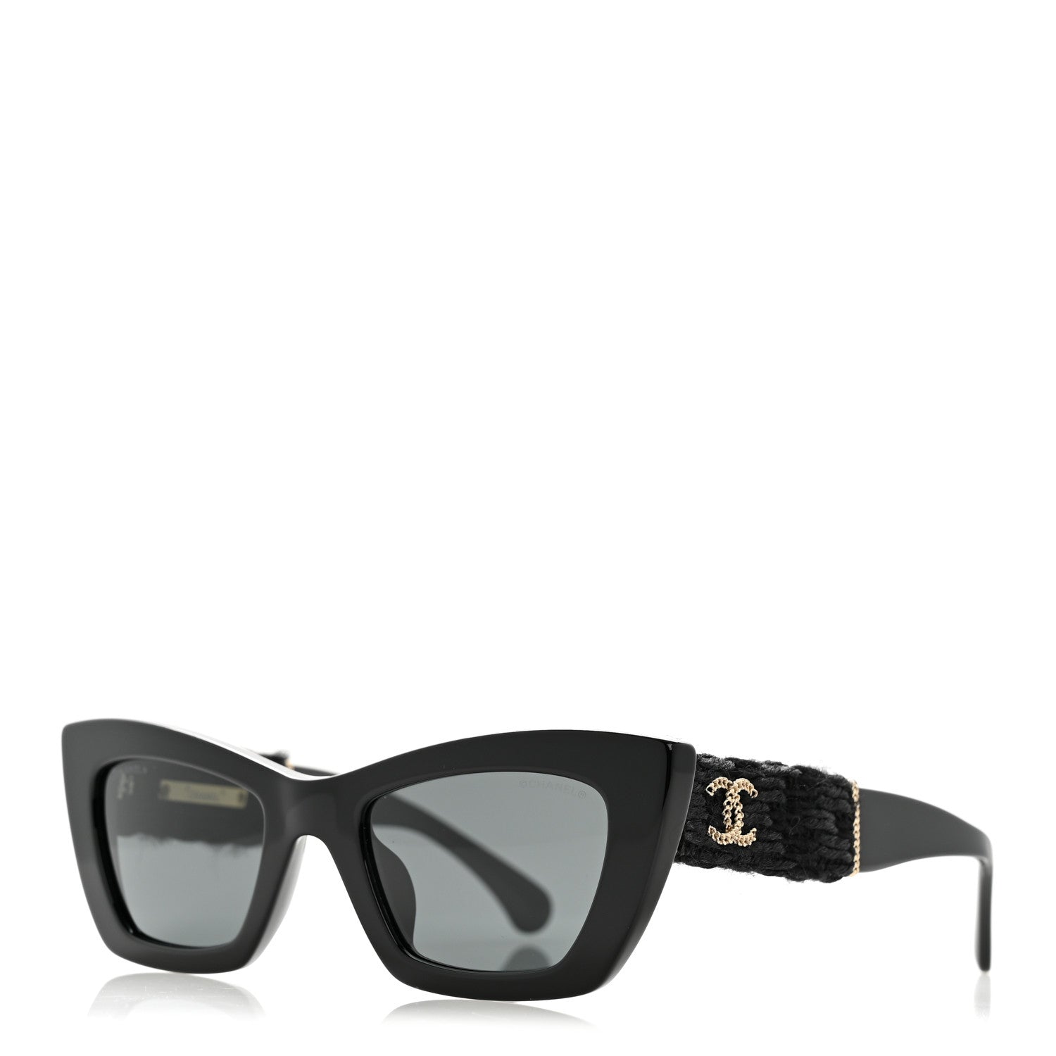 Acetate Tweed CC Cat Eye Sunglasses 71550A Black
