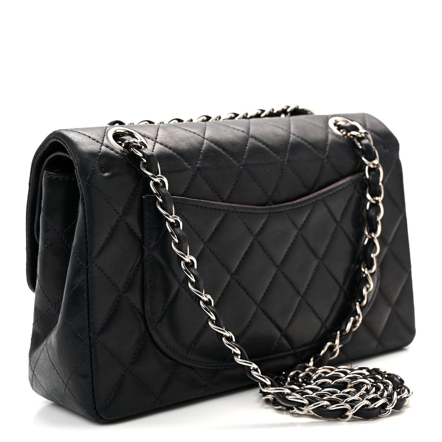 Chanel Lambskin Quilted Small Double Flap Navy