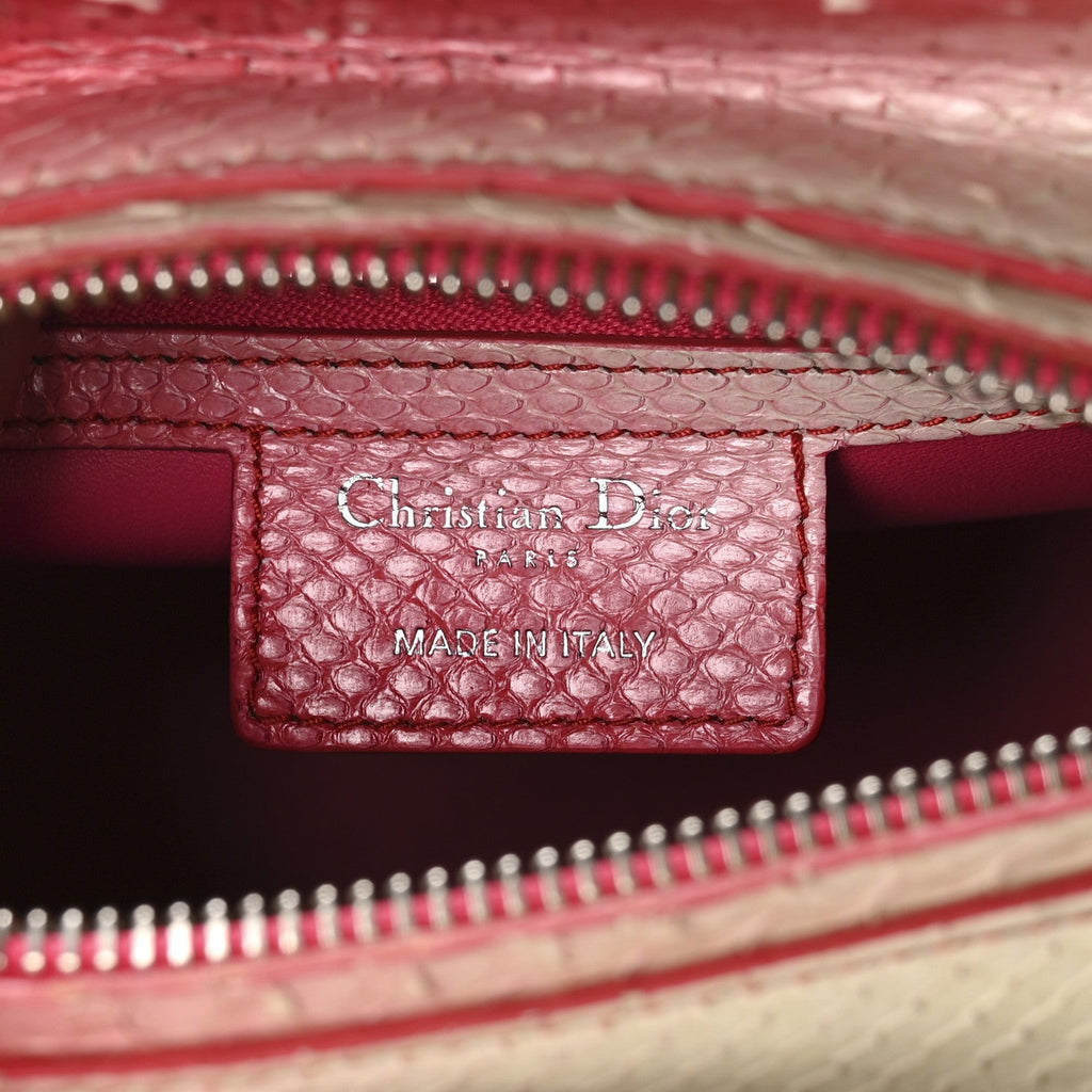 Christian Dior Snakeskin Ombre Medium Lady Dior Red White