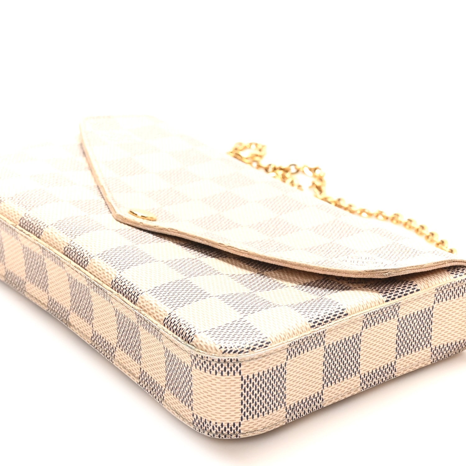 Louis Vuitton Damier Azur Pochette Felicie Chain Wallet Rose Ballerine