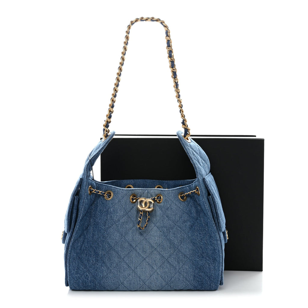 Chanel Washed Denim Quilted Small Chanel 25 Handbag Blue