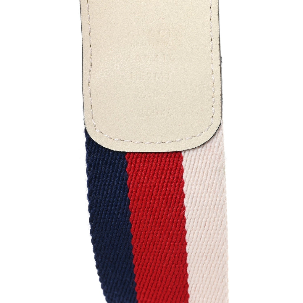 Gucci Nylon Calfskin Sylvie Web Double G 40mm Belt 95 38 Mystic White Hibiscus Red Maritime
