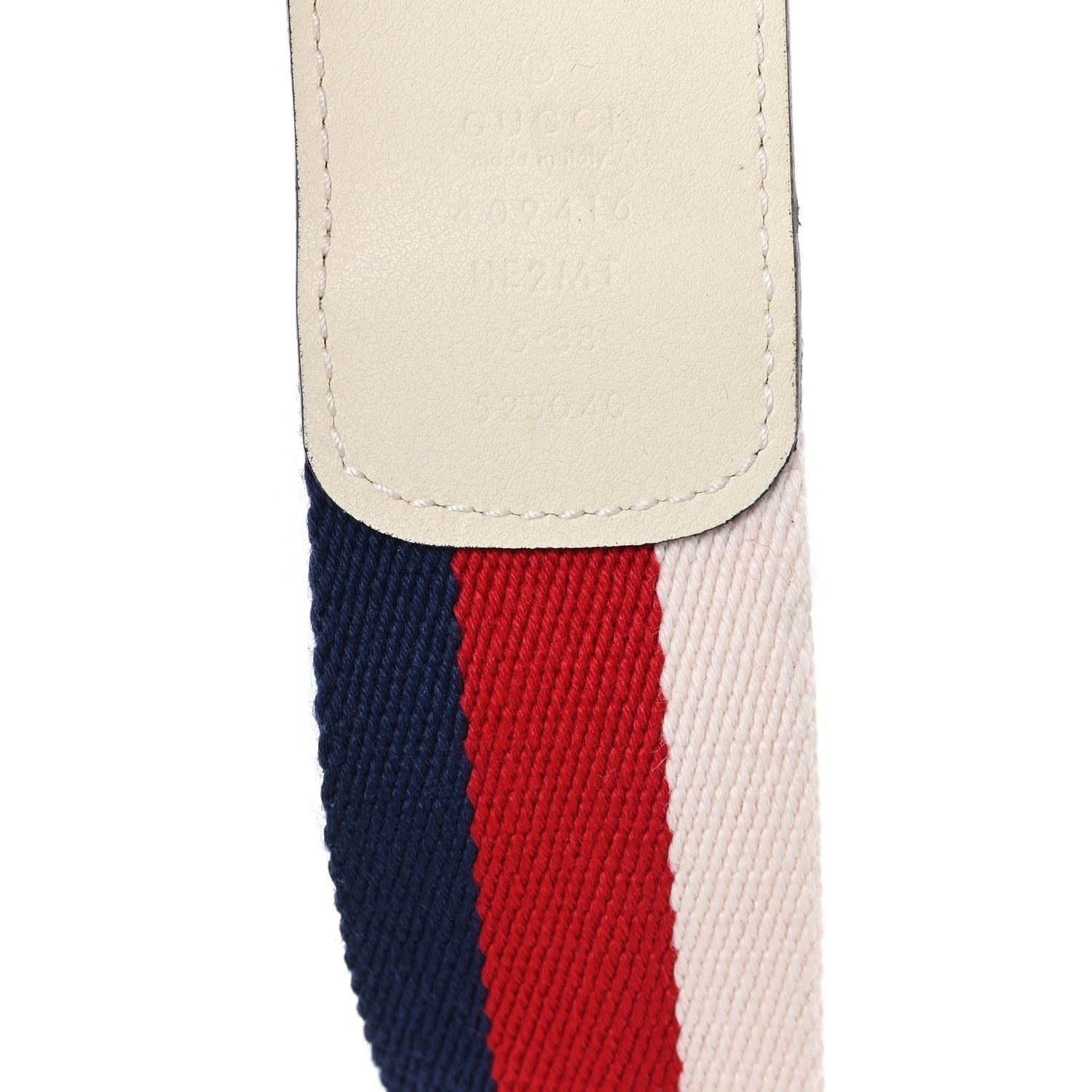 Gucci Nylon Calfskin Sylvie Web Double G 40mm Belt 95 38 Mystic White Hibiscus Red Maritime
