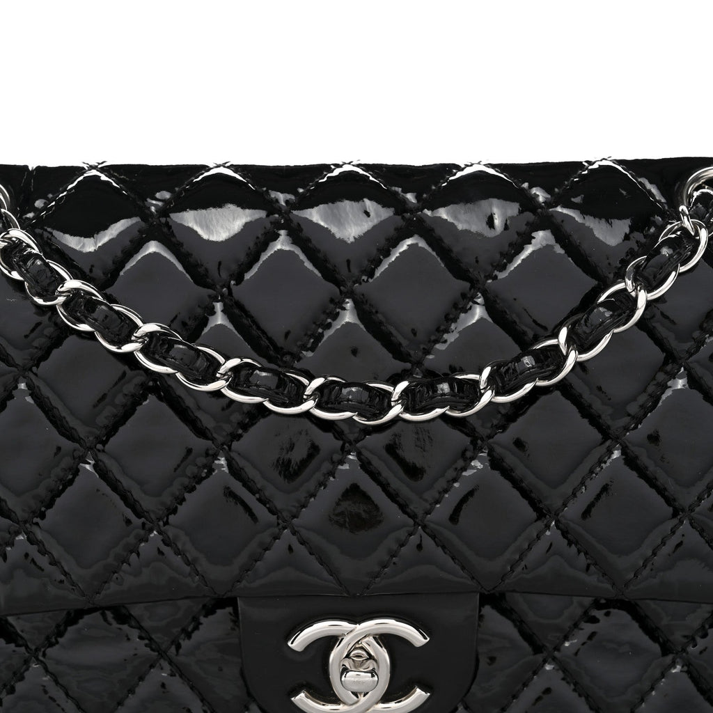 Chanel Patent Quilted Medium Double Flap Black