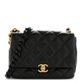 Chanel Lambskin Quilted Small Lacquered Chain Flap Black
