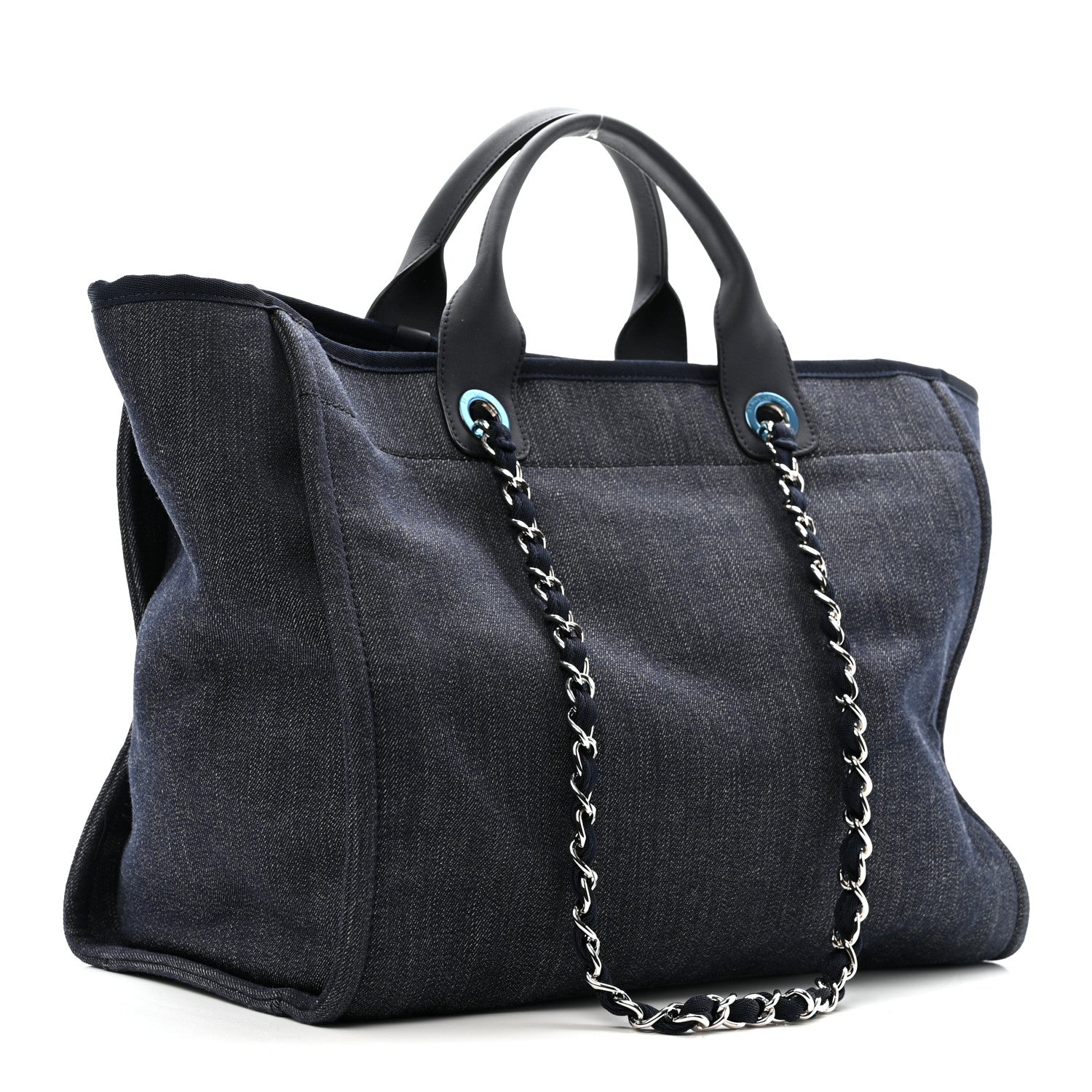 Chanel Denim Large Deauville Tote Dark Blue