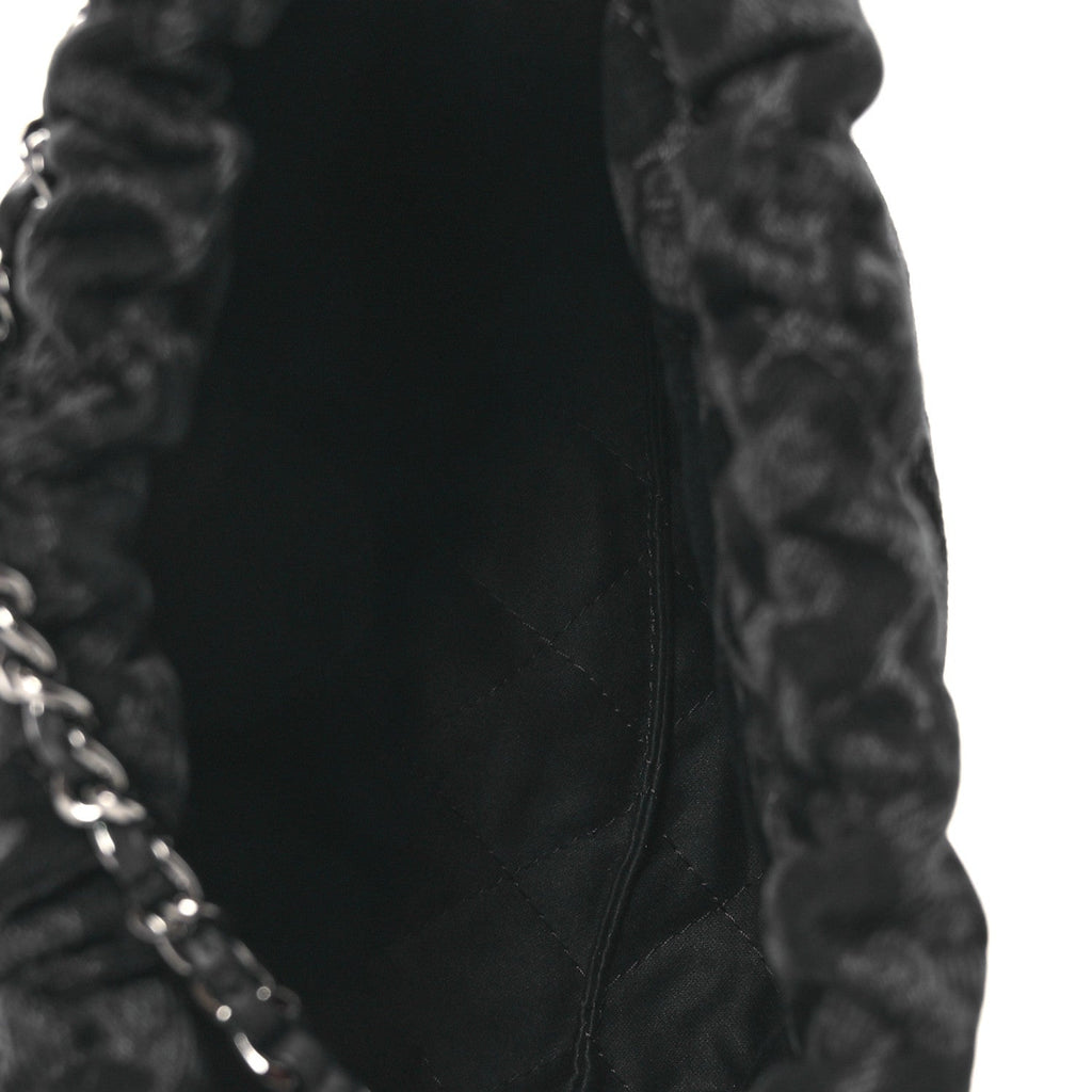 Chanel Denim Quilted Floral Print Mini Chanel 22 Black Grey