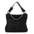 Gucci Sakai Be Green Calfskin Diagonal Stitched Small Blondie Tote Black