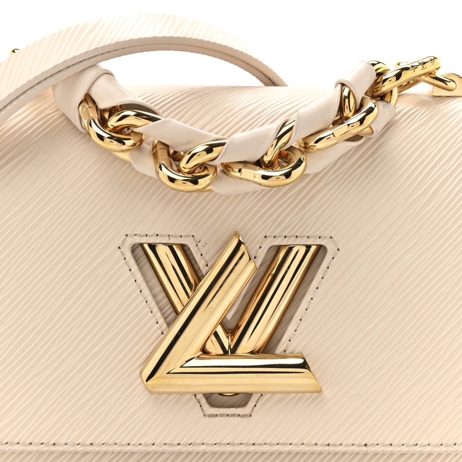 Louis Vuitton Epi Twist Braided Chain Shoulder Bag PM Quartz White