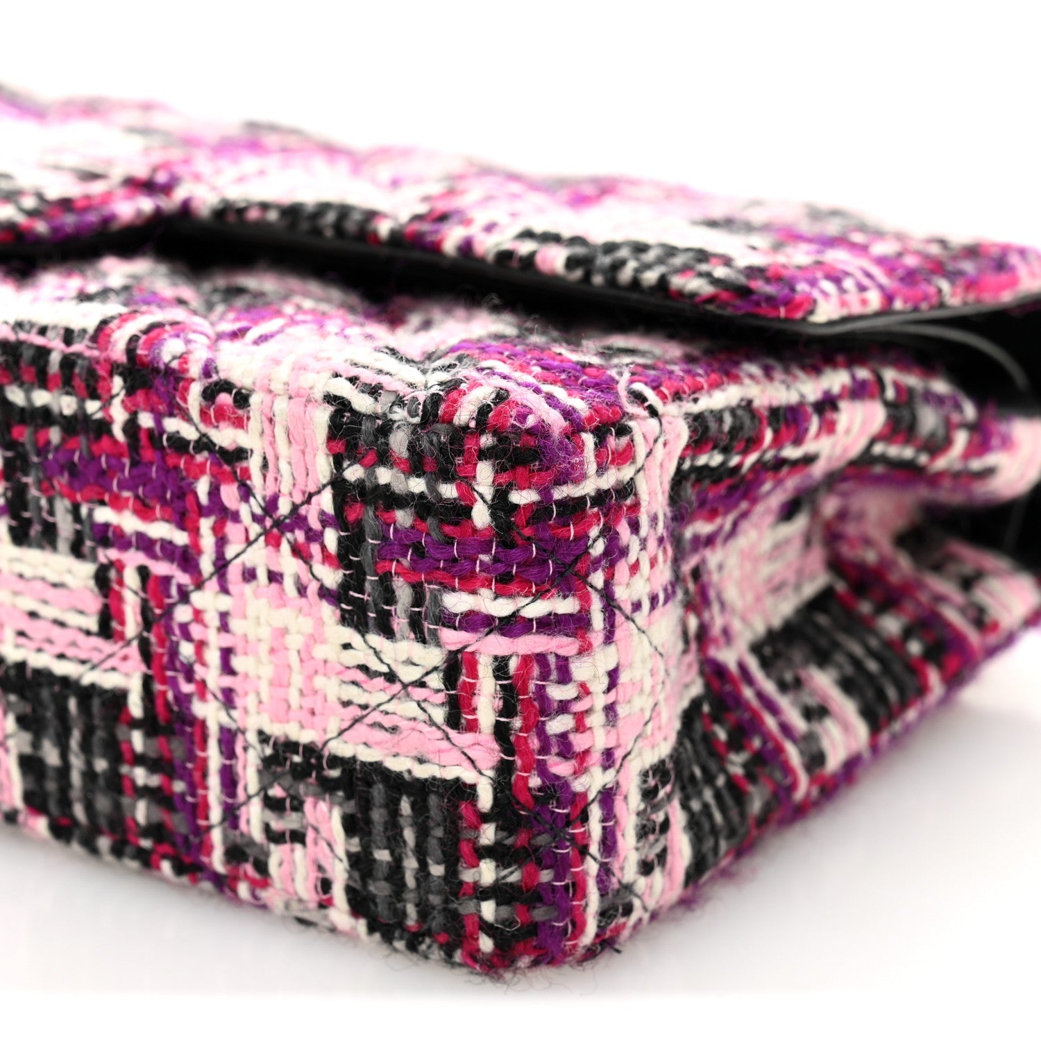 Chanel Tweed Quilted Medium Double Flap Pink Black