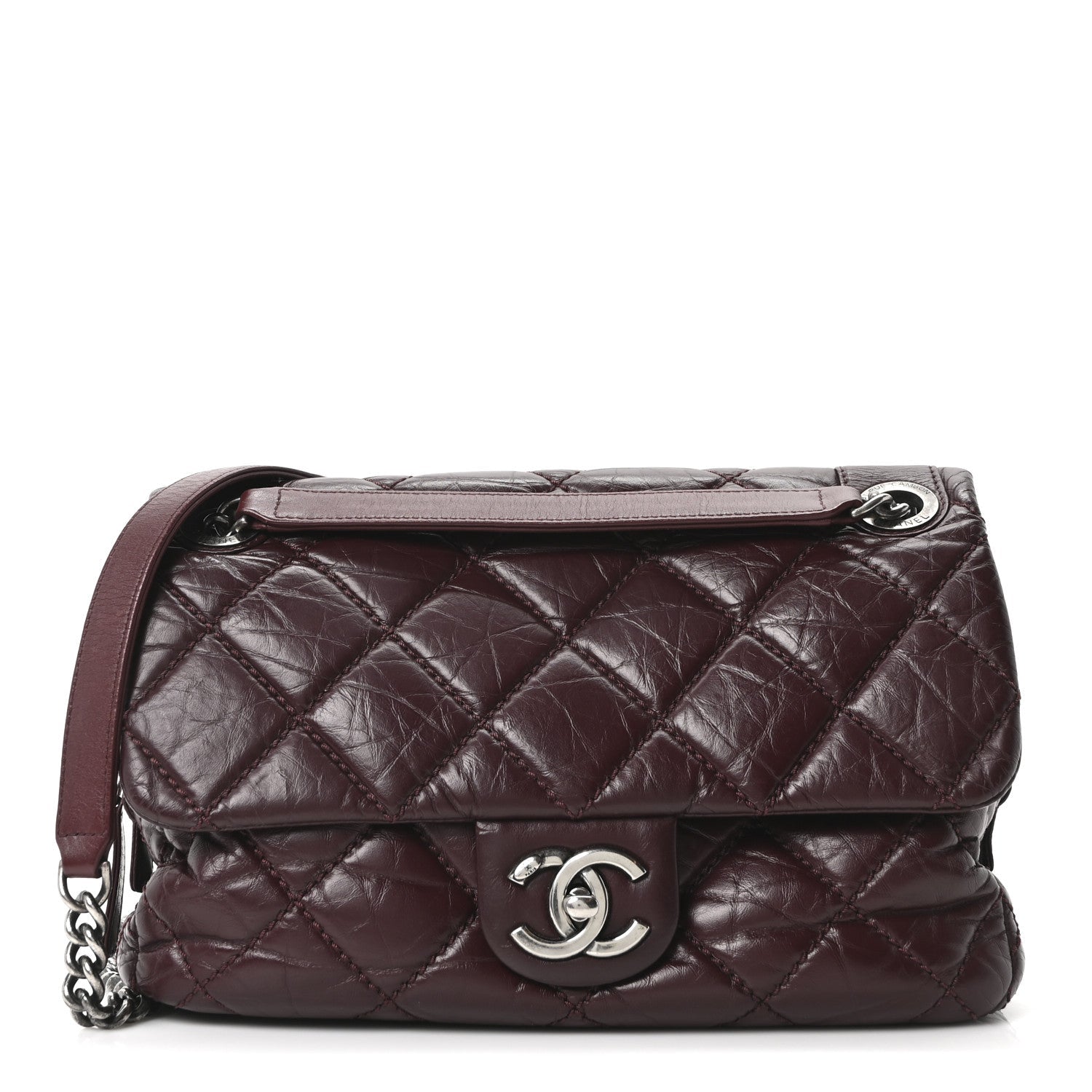 Chanel Aged Calfskin Medium New Portobello Flap Burgundy