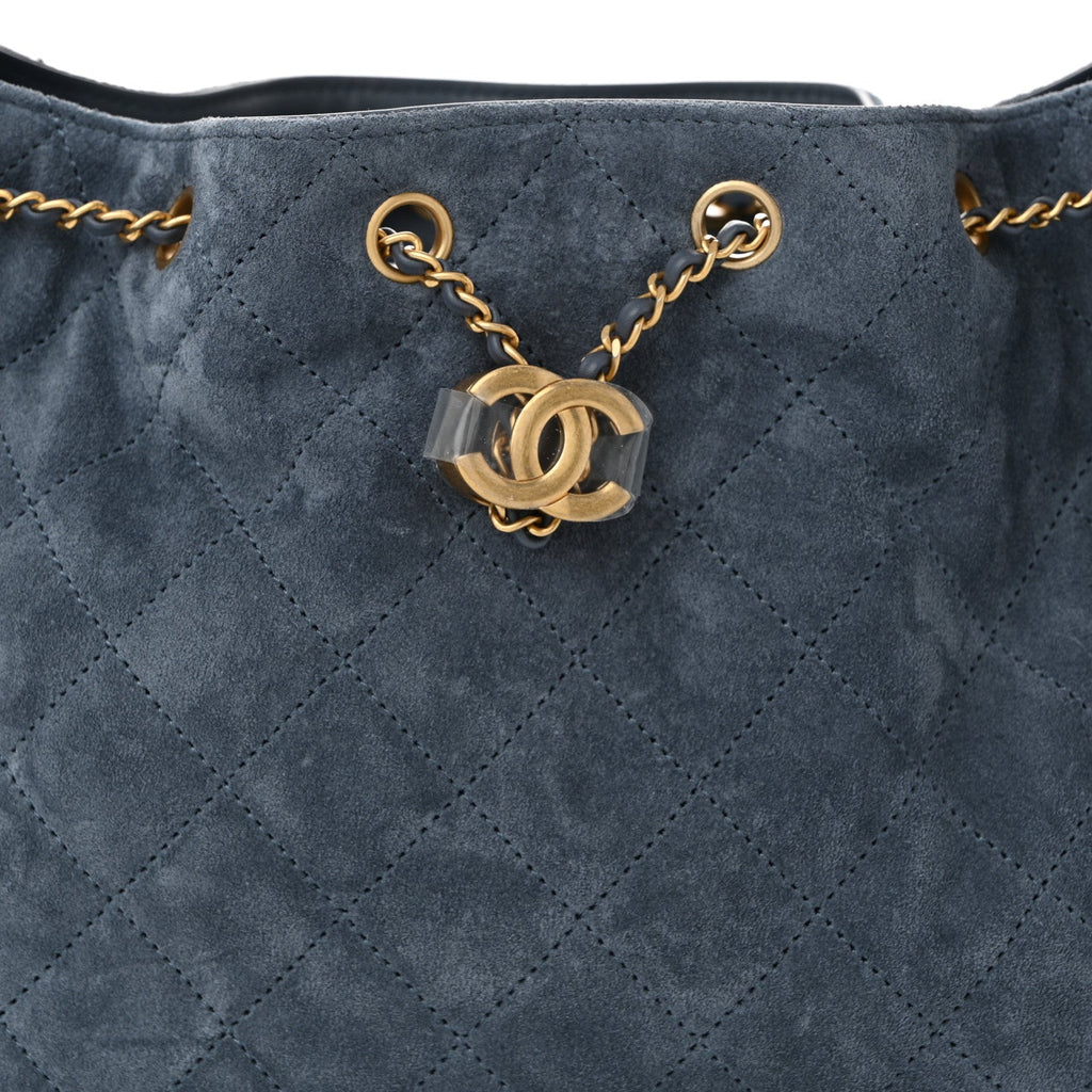 Chanel Suede Quilted Small Chanel 25 Handbag Blue