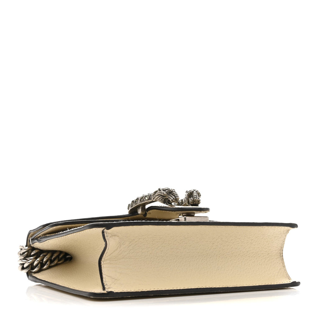 Gucci Textured Calfskin Crystal Mini Dionysus Shoulder Bag Mystic White