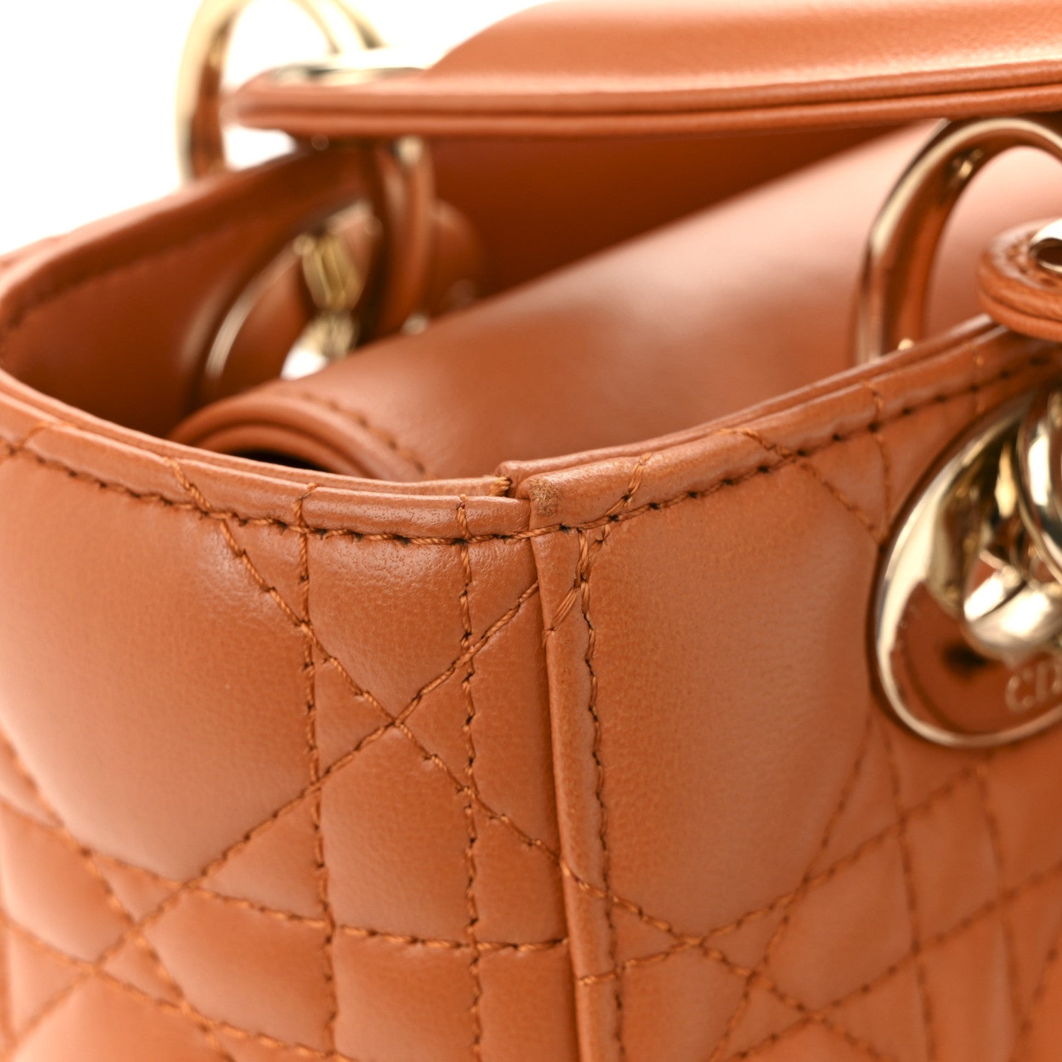 Christian Dior Lambskin Cannage Small Lucky Badges My Lady Dior Orange