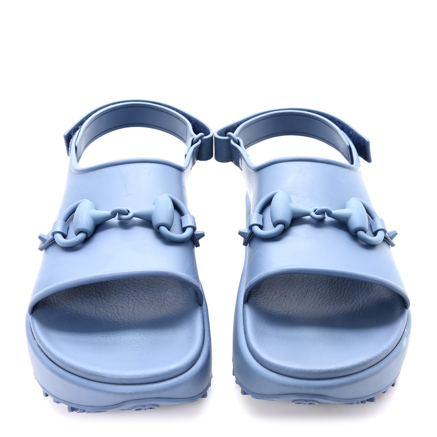 Gucci Soft Rubber Horsebit Touch Mens Strapped Sandals 9 Washed Indigo