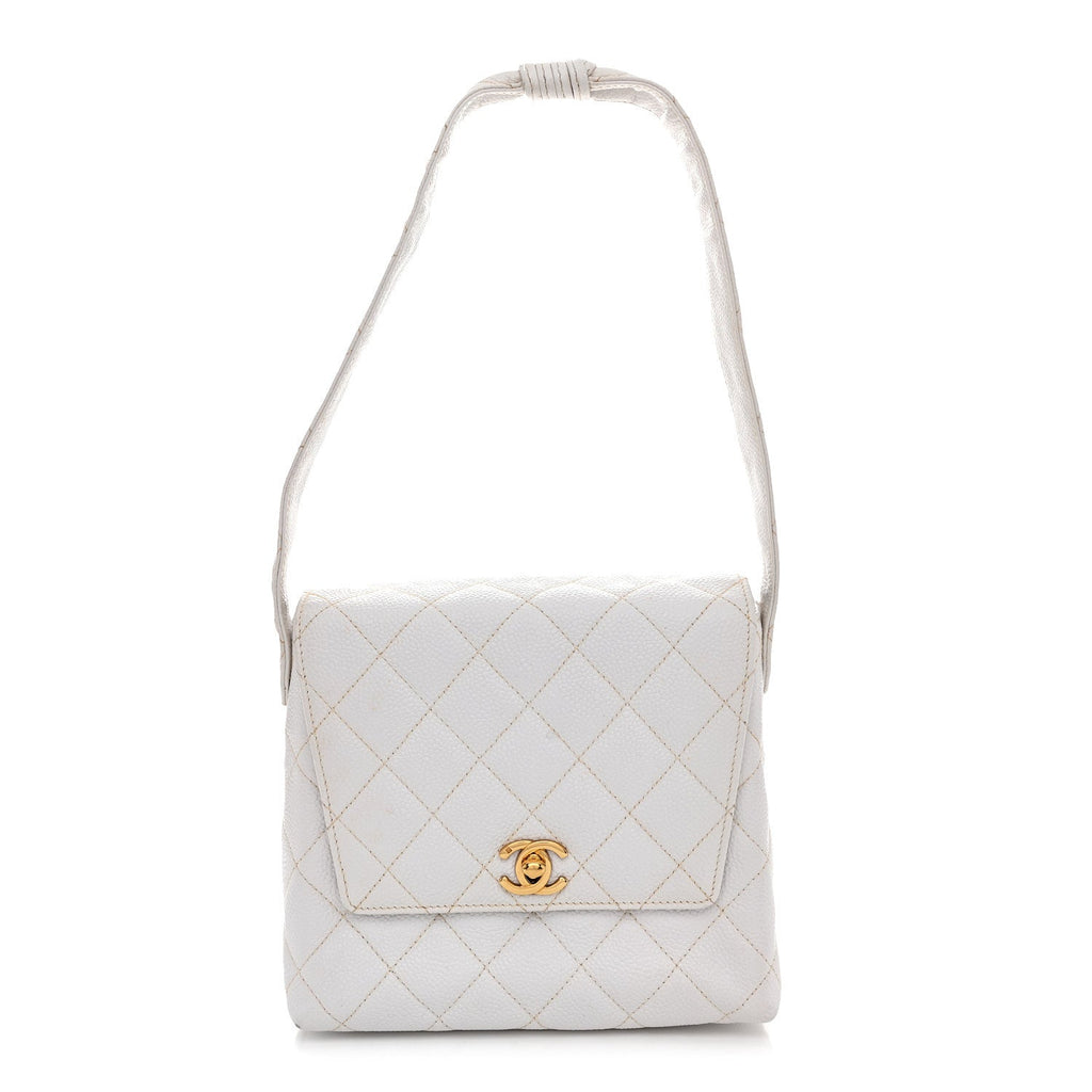 Chanel Caviar CC Shoulder Bag White