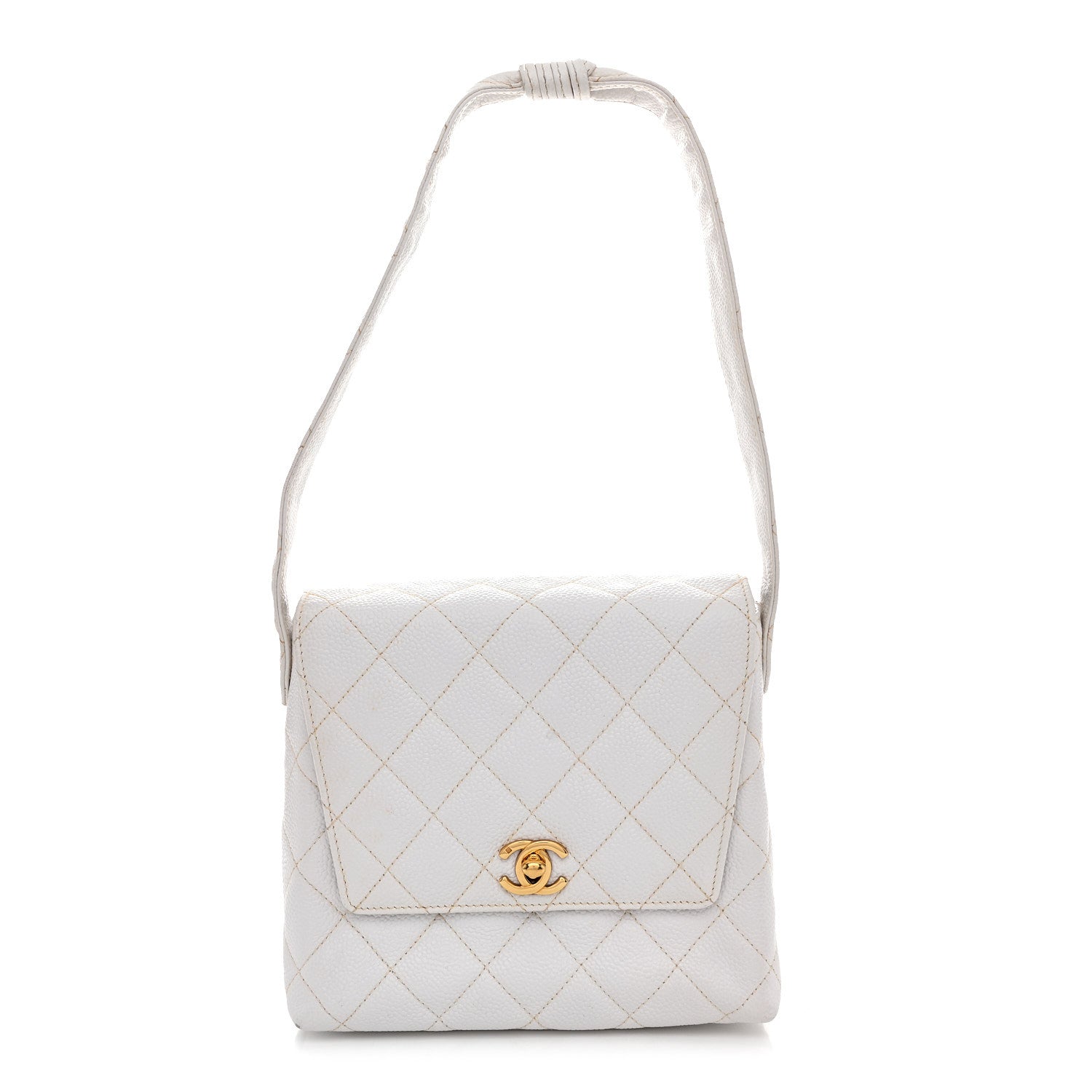 Chanel Caviar CC Shoulder Bag White