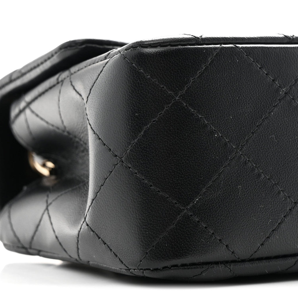 Chanel Lambskin Quilted Mini Rectangular Flap Black