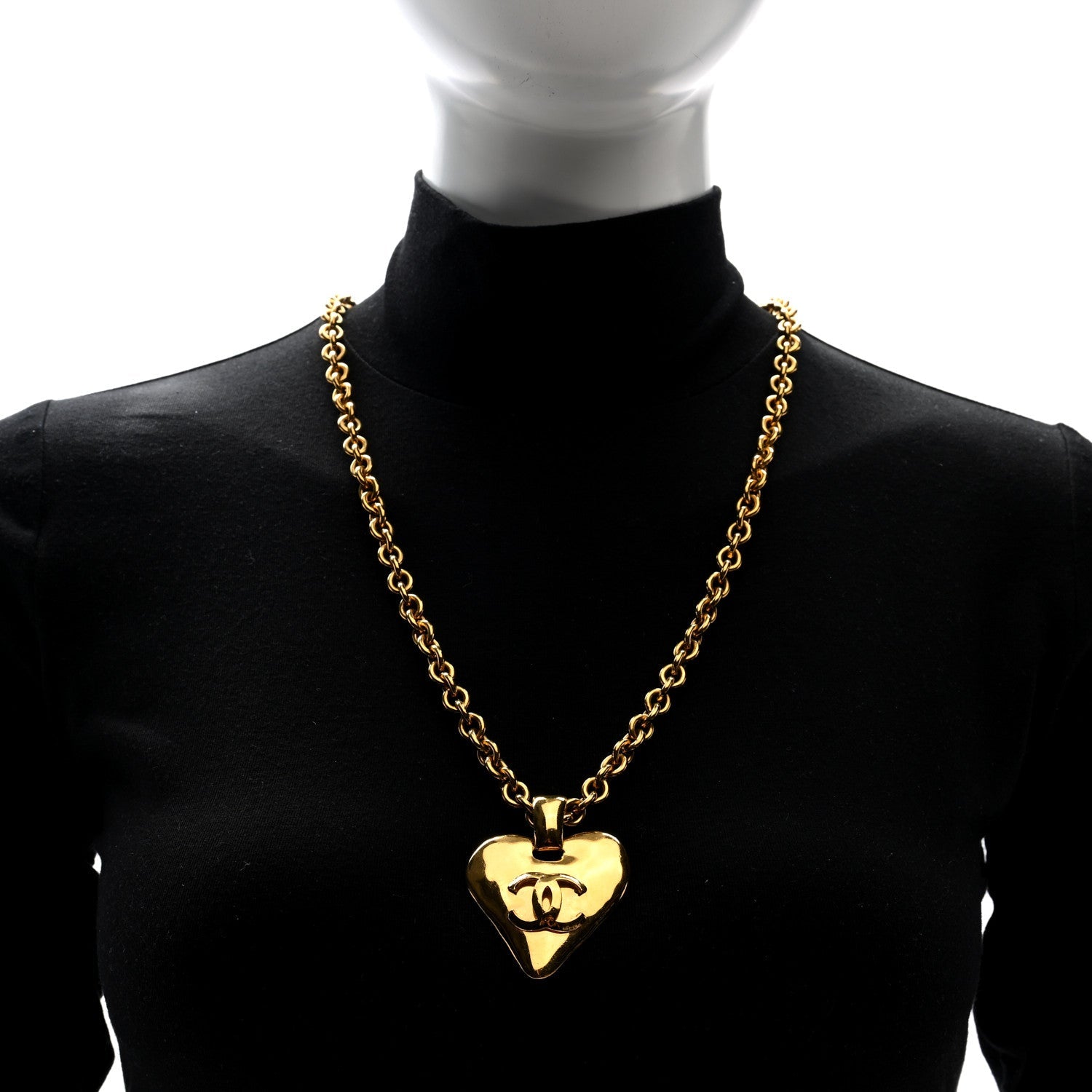 CC Heart Chain Pendant Necklace Gold