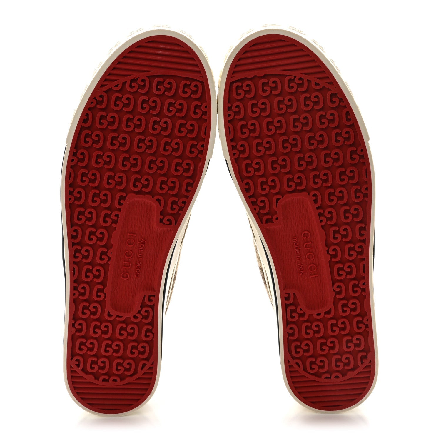 Gucci GG Monogram Womens 1977 Tennis Slip On 30mm Sneakers 38.5 Beige Ebony Mystic White