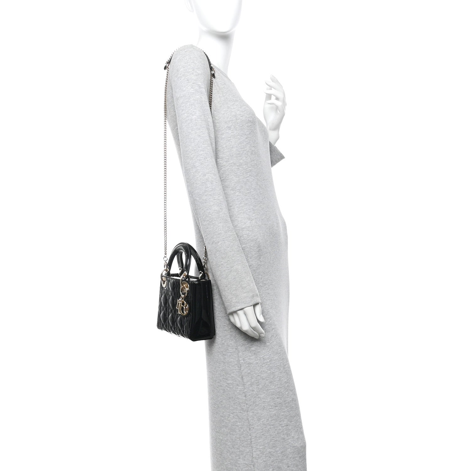 Christian Dior Patent Cannage Mini Lady Dior Black