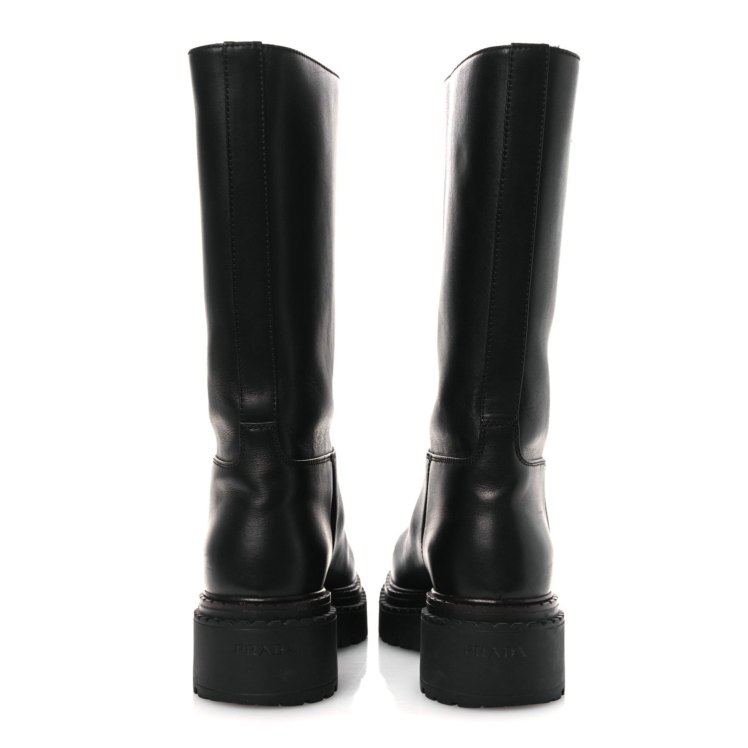 Prada Vitello Shearling Winter 2 Boots 39.5 Black