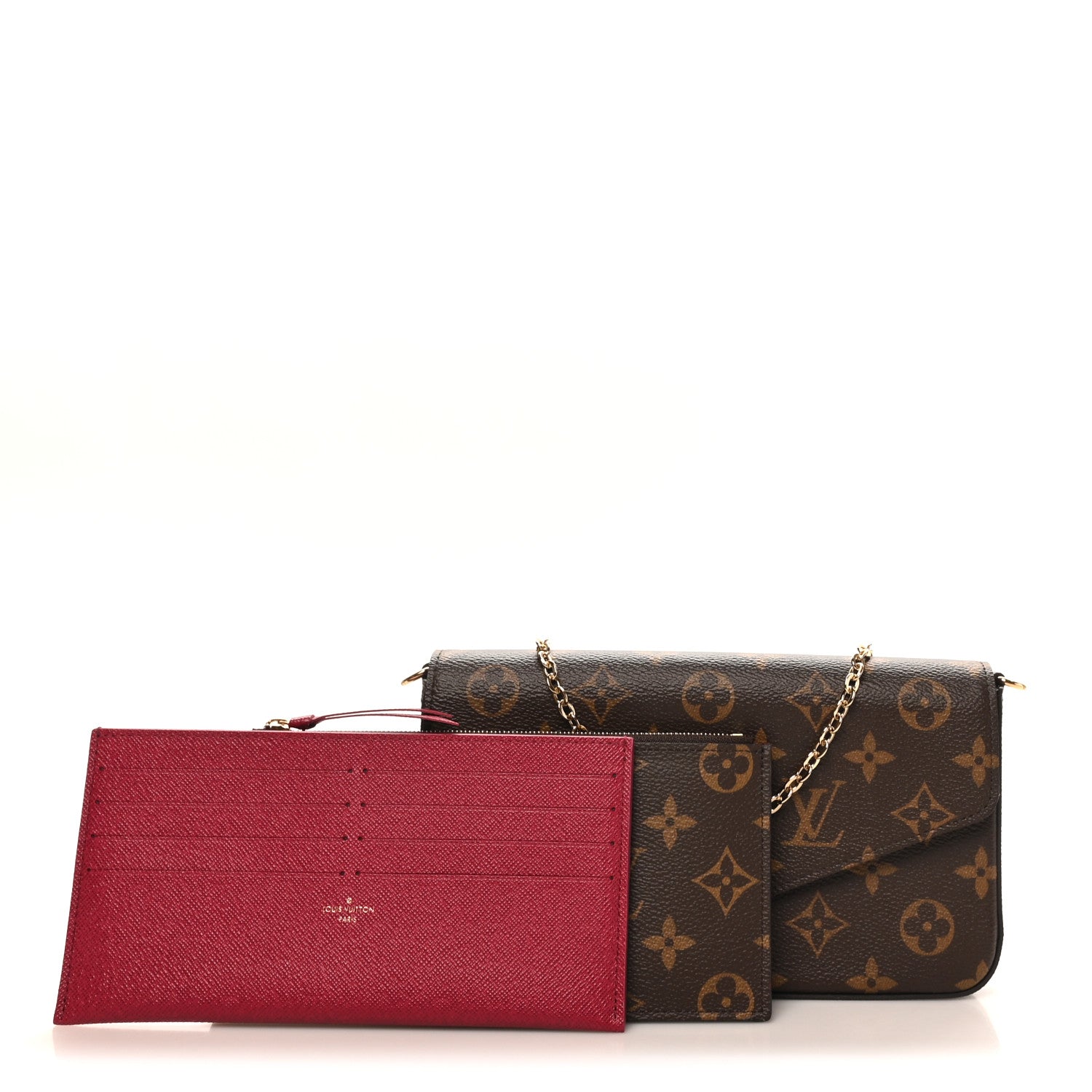Louis Vuitton Monogram Pochette Felicie Chain Wallet Fuchsia