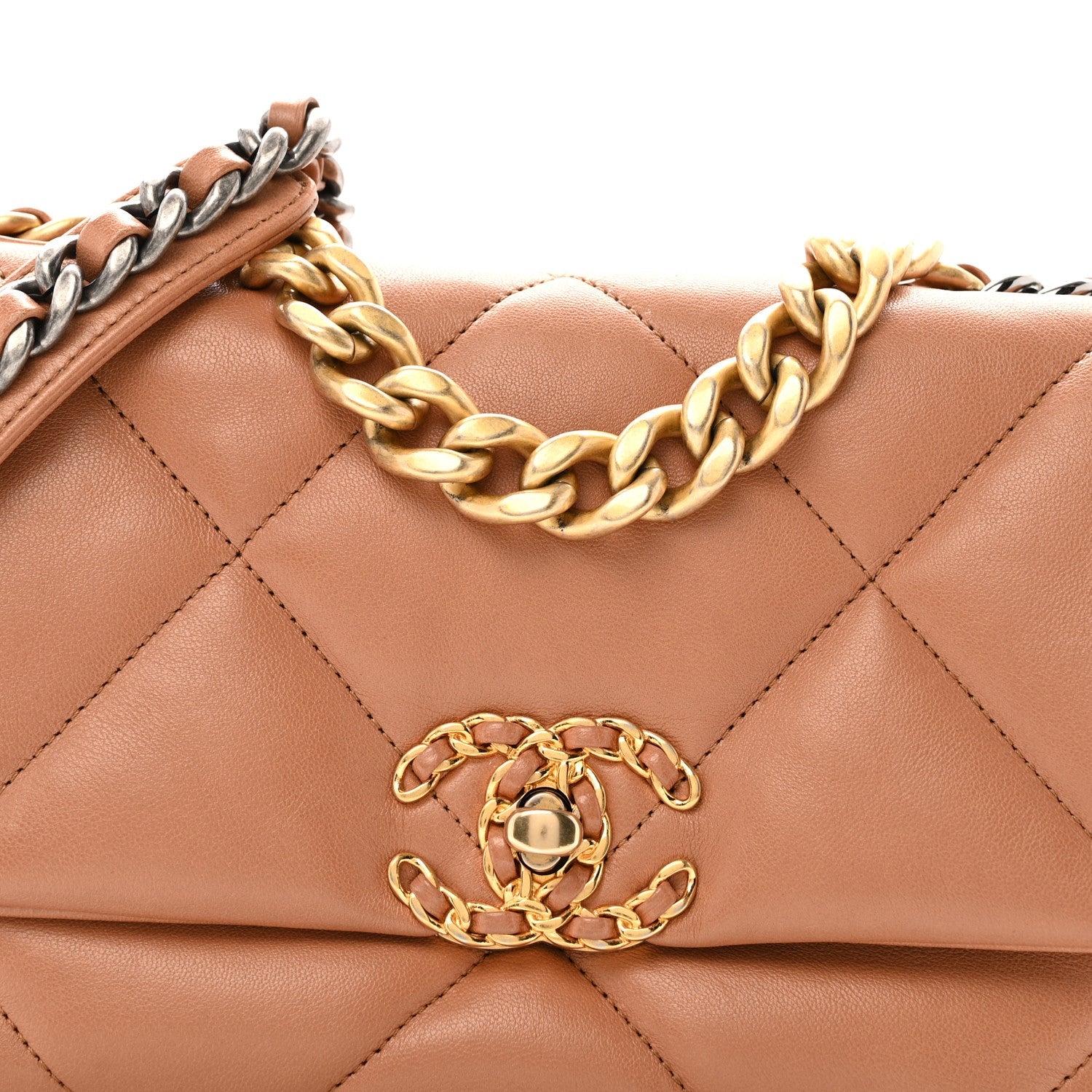 Chanel Lambskin Quilted Medium Chanel 19 Flap Brown