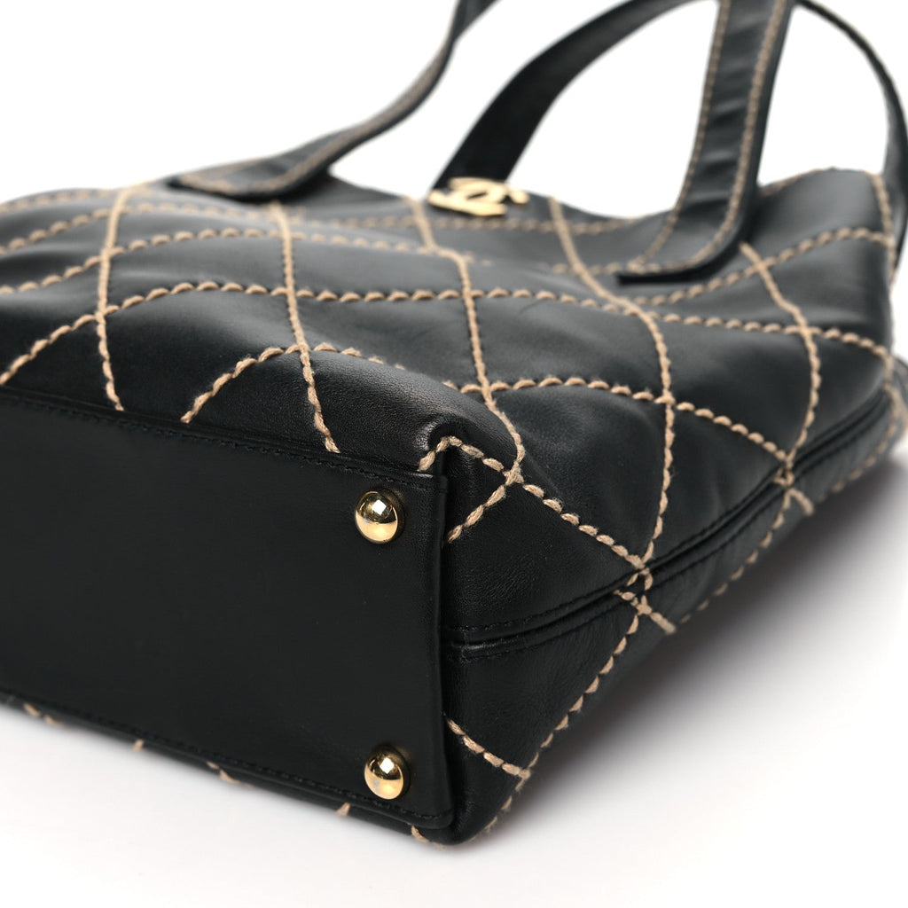 Chanel Calfskin Stitch Small Surpique Tote Black