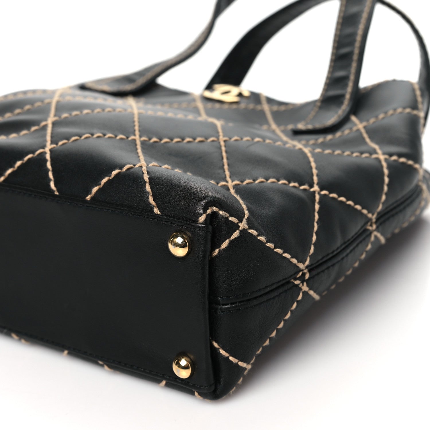 Chanel Calfskin Stitch Small Surpique Tote Black