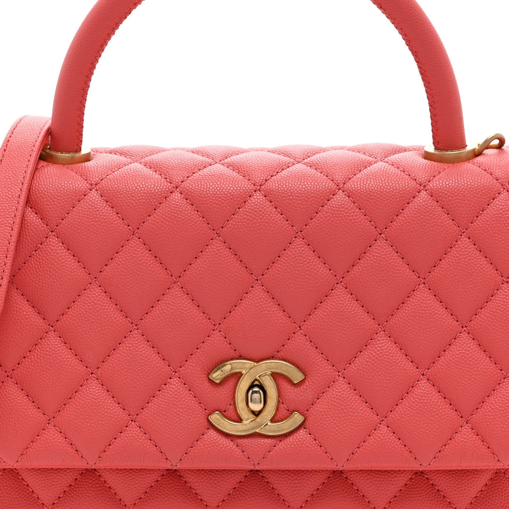 Chanel Caviar Quilted Small Coco Handle Flap Pink