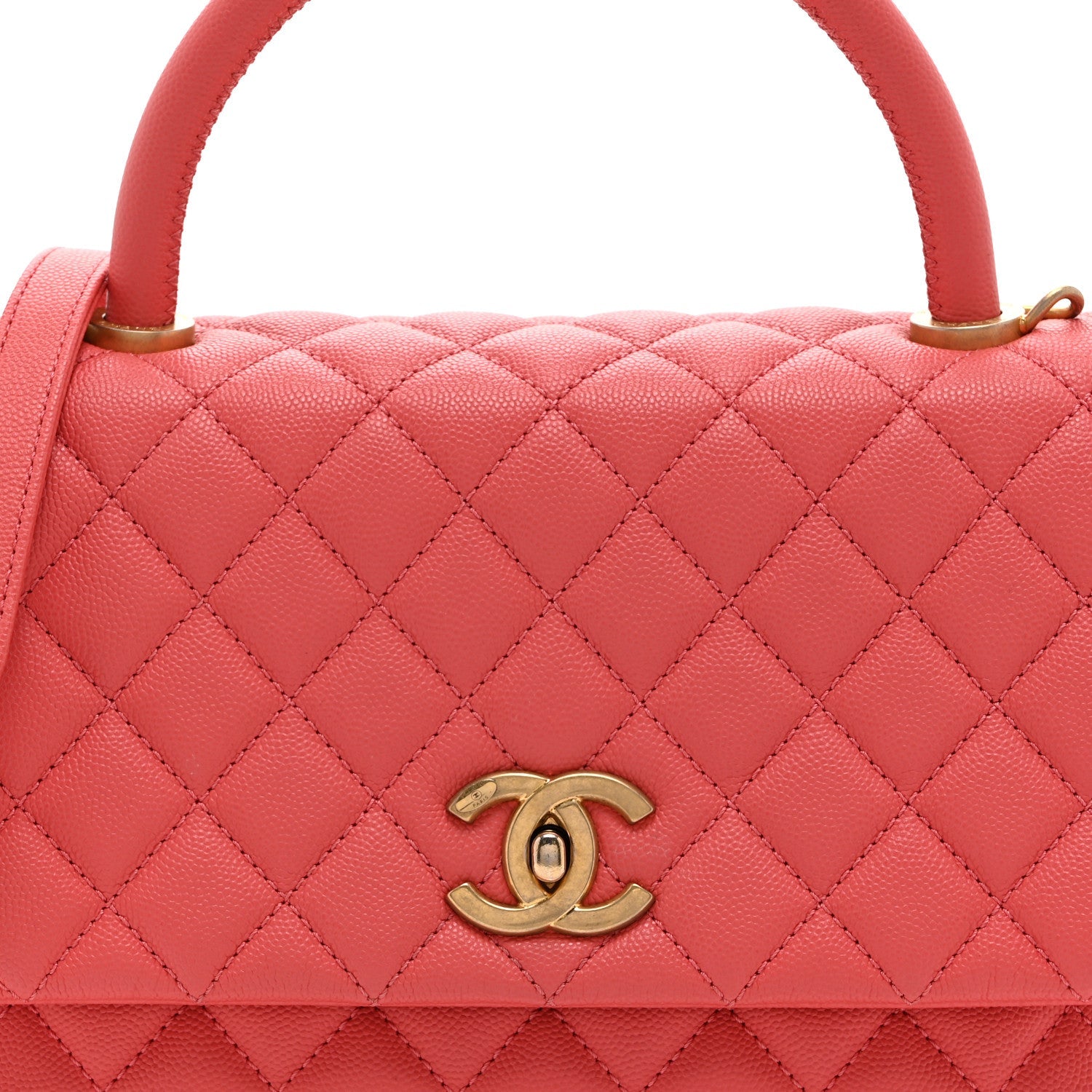 Chanel Caviar Quilted Small Coco Handle Flap Pink