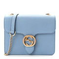 Gucci Dollar Calfskin Small Interlocking G Shoulder Bag Mineral Blue